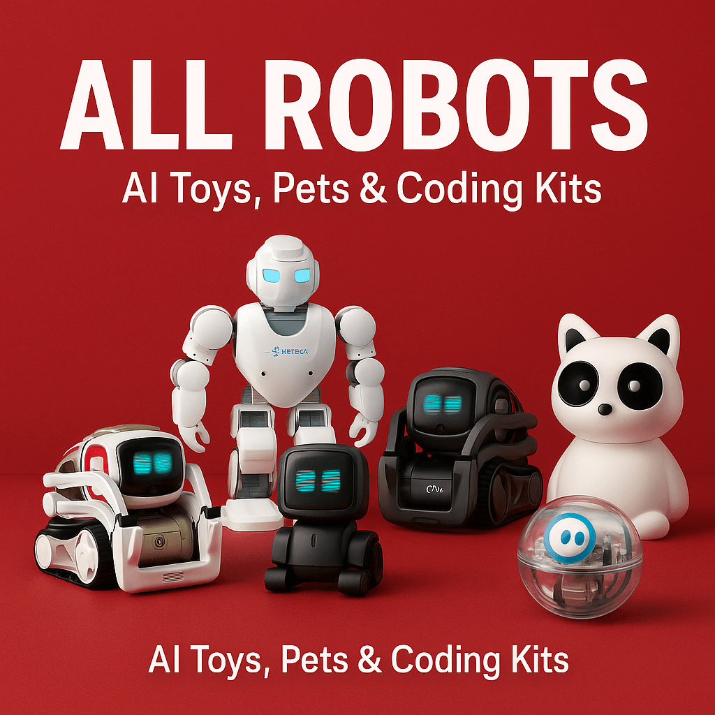 Robot toy  collection including AI pets, coding kits, and educational STEM robots for all ages
