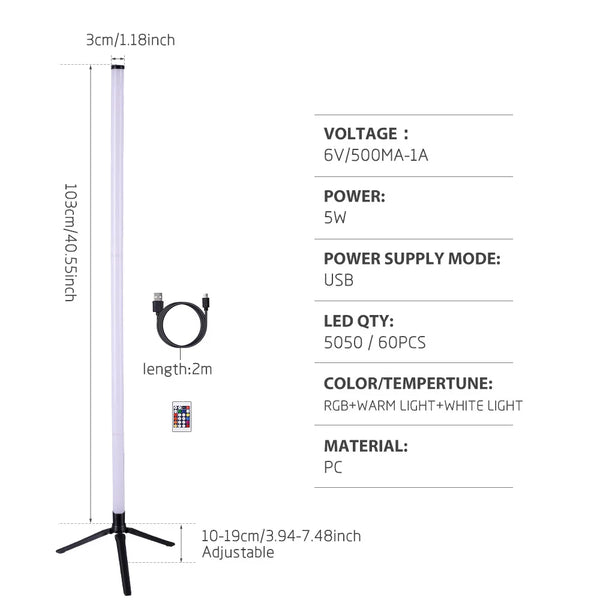103CM Remote Controlled RGB LED Smart Floor Lamp  - Modern Corner Standing Light for Atmospheric Decor - Chys Thijarah