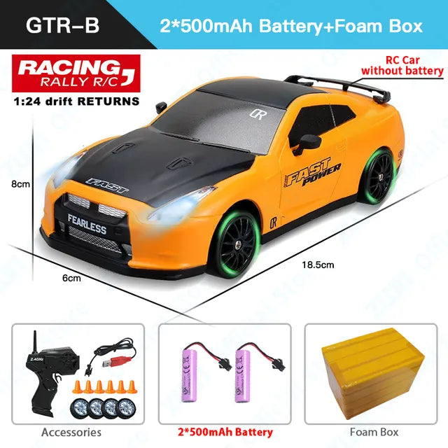 2.4G RC Drift Car with LED Lights - 4WD Remote Control Racing Toy GTR AE86 for Kids, Ideal Christmas Gift - Chys Thijarah