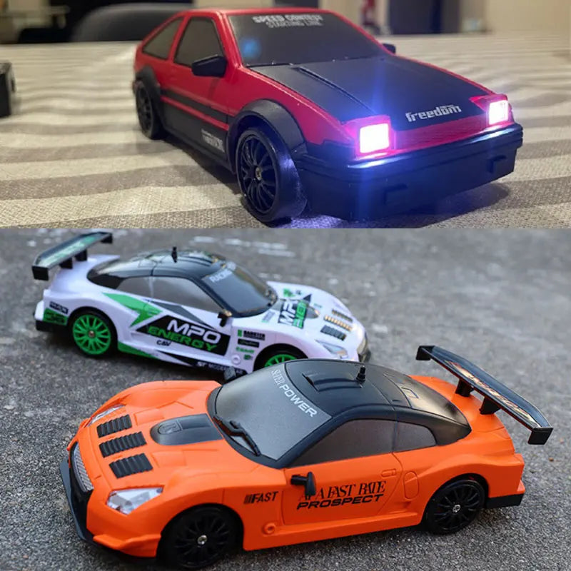 2.4G RC Drift Car with LED Lights - 4WD Remote Control Racing Toy GTR AE86 for Kids, Ideal Christmas Gift - Chys Thijarah