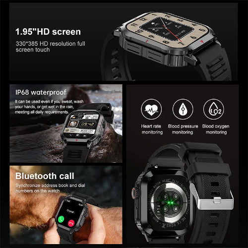 AMOLED smart watch for men and women with health monitoring and Bluetooth calls