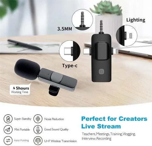 clip on wireless microphone plug and play for content creators