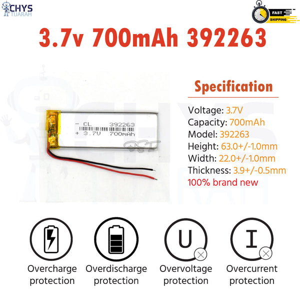 3.7V Lipo Li-Polymer Rechargeable Battery MP3, Camera, Recorder, Player, device - Chys Thijarah