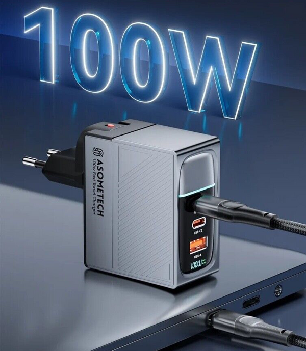 100W GaN smart Charger USB-C Fast Type C UK Plug Wall Charger GaN Tech Adapter - Chys Thijarah