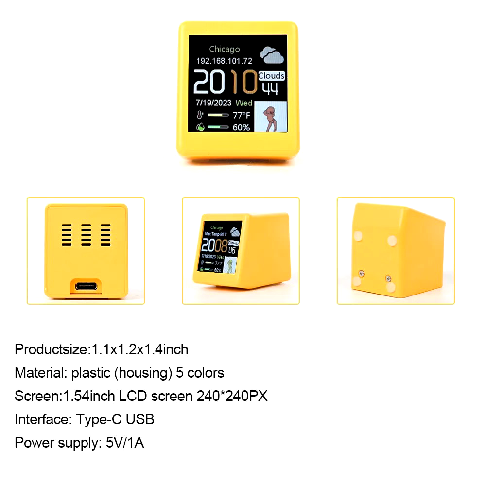 Mini Smart Wifi Weather Station Desktop Gadget Animation Digital tv Cl