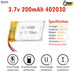 3.7V Lipo Li-Polymer Rechargeable Battery MP3, Camera, Recorder, Player, device - Chys Thijarah