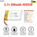 3.7V Lipo Li-Polymer Rechargeable Battery MP3, Camera, Recorder, Player, device - Chys Thijarah