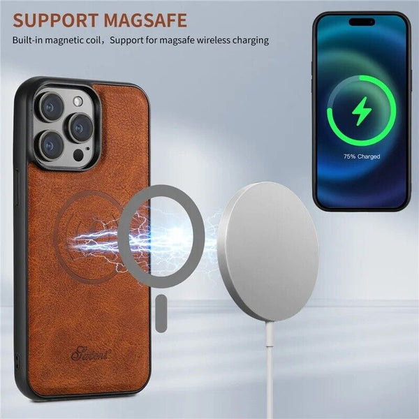 Magsafe Magnetic 14Pro 14 Pro Max Wallet Case Card Holder Leather  Cover Case - Chys Thijarah