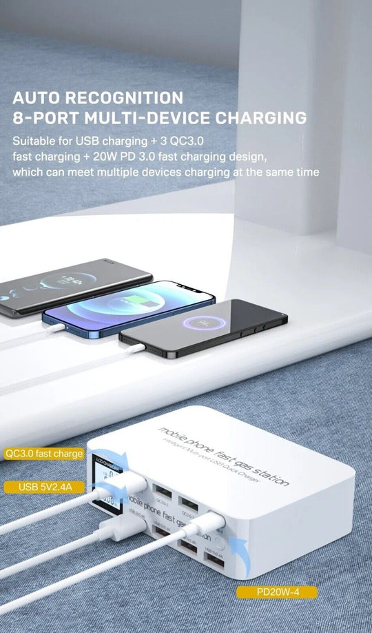 100W USB Charging Station With 3 QC3.0 Quick Charge USB Port 20W PD USB Type C - Chys Thijarah