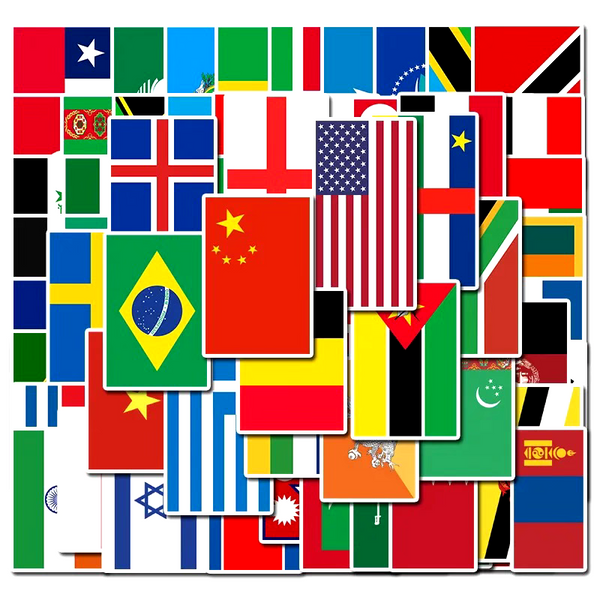 105 PCS National Flag Graffiti Stickers Kids Toys Travel Luggage  Waterproof PVC - Chys Thijarah