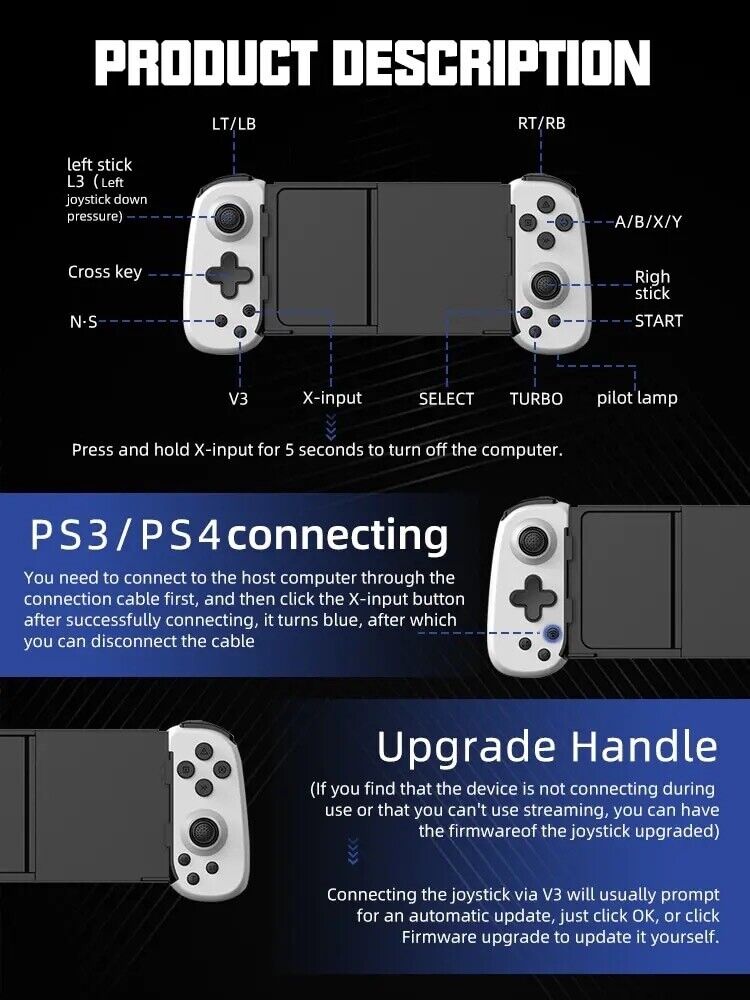 Android Support Controller Android / IOS mobile Gamepad Gaming Streaming controller support.