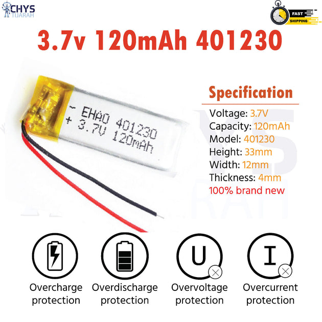 3.7V Lipo Li-Polymer Rechargeable Battery MP3, Camera, Recorder, Player, device - Chys Thijarah