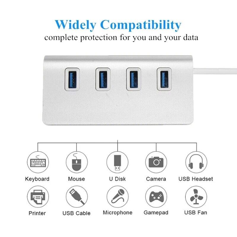 Aluminum Usb 3.0 Hub 4 Ports High Speed Multi Splitter Adapter Expander Laptop - Chys Thijarah