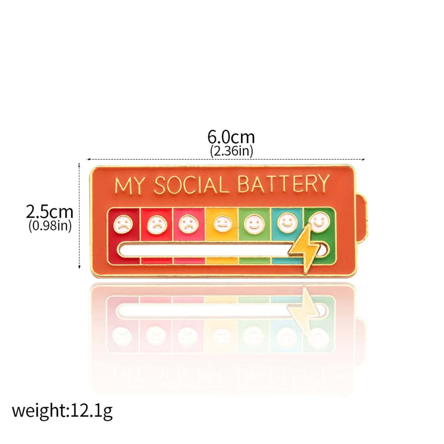 Red social battery badge with size