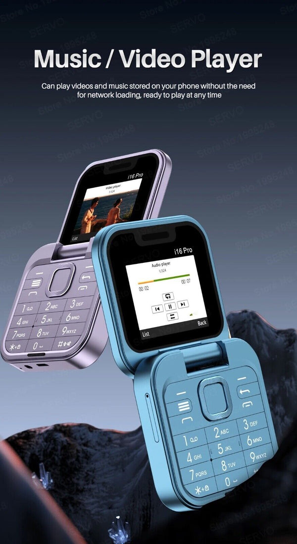 Servo I16 Mini Foldable FM Radio Dual sim retro Flip Mobile phone - Unlocked - Chys Thijarah