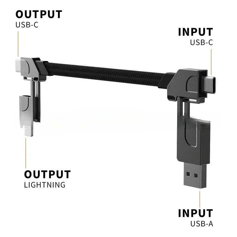 4-in-1 Multi Cable Keychain Fast Charging EDC Cable for Apple iPhone & Android, - Chys Thijarah