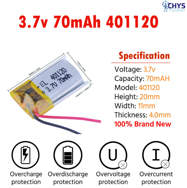 3.7V Lipo Li-Polymer Rechargeable Battery MP3, Camera, Recorder, Player, device - Chys Thijarah