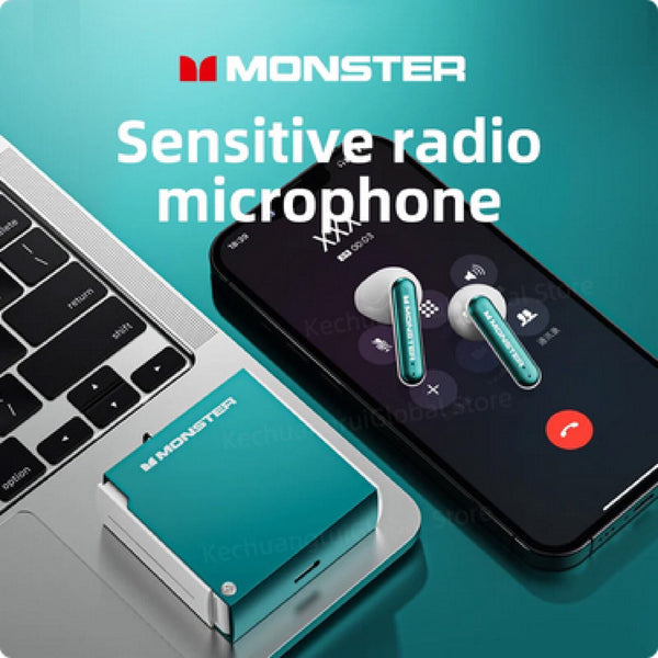 Monster XKT17 Earphones Wireless Bluetooth 5.3 Headphones Game & Sports Earbuds - Chys Thijarah