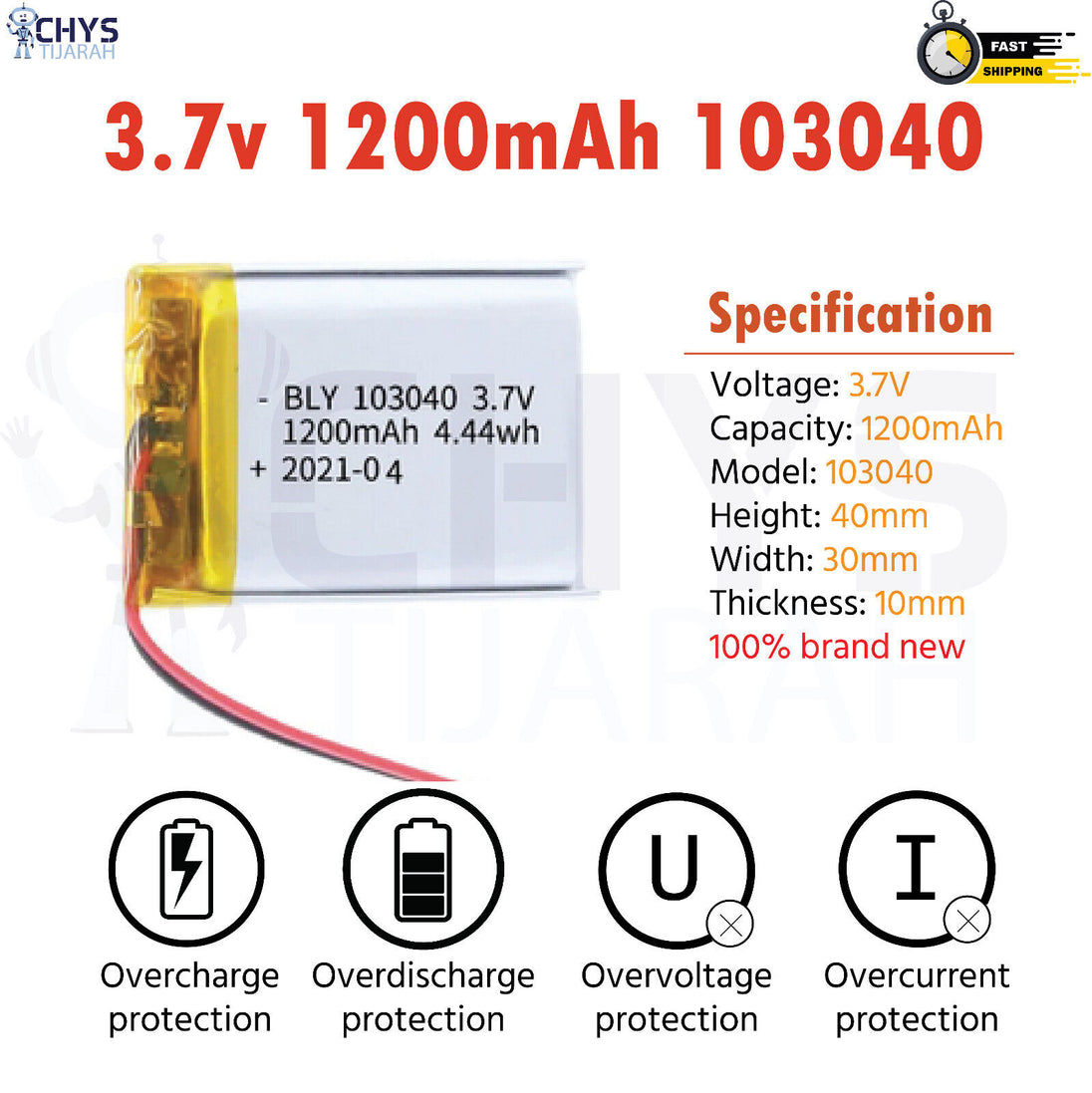 3.7V Lipo Li-Polymer Rechargeable Battery MP3, Camera, Recorder, Player, device - Chys Thijarah