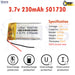 3.7V Lipo Li-Polymer Rechargeable Battery MP3, Camera, Recorder, Player, device - Chys Thijarah