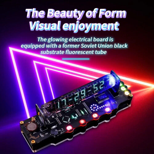 Digital Nixie Tube Clock UK retro futuristic desk clock showing time and temperature