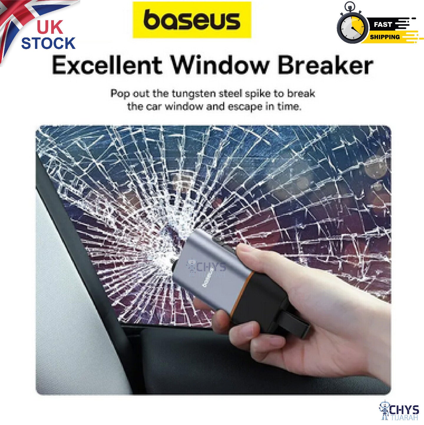 Baseus Car Safety Hammer Window Glass Breaker Emergency Escape Seat Belt Cutter - Chys Thijarah