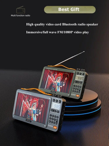 radio retro bluetooth rechargeable portable radio with leather carry handle