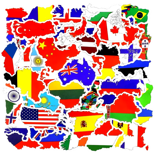 50 PCS National Flags Stickers Toys Countries Map for Children DIY Laptop Car - Chys Thijarah