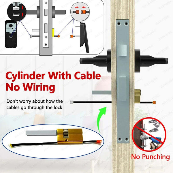 Smart Lock with Bluetooth, Fingerprint & Password - Easy Replacement Cylinder, A - Chys Thijarah