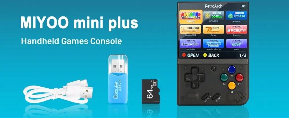 Miyoo Mini Plus 3.5 Inch IPS Handheld Retro 4Plrs Game Console 128GB 25K Games - Chys Thijarah