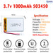 3.7V Lipo Li-Polymer Rechargeable Battery MP3, Camera, Recorder, Player, device - Chys Thijarah