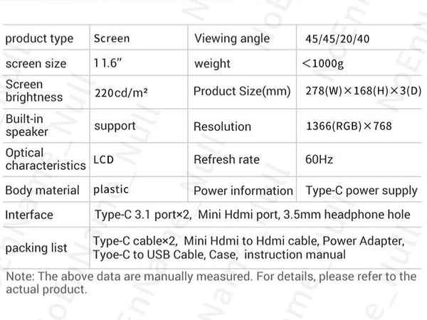 Portable screen for laptop Nintendo Switch and devices HDMI - Chys Thijarah