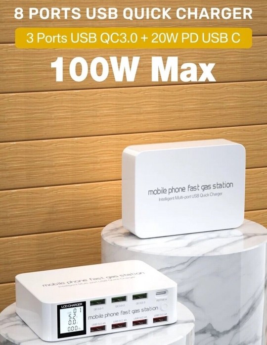 100W USB Charging Station With 3 QC3.0 Quick Charge USB Port 20W PD USB Type C - Chys Thijarah