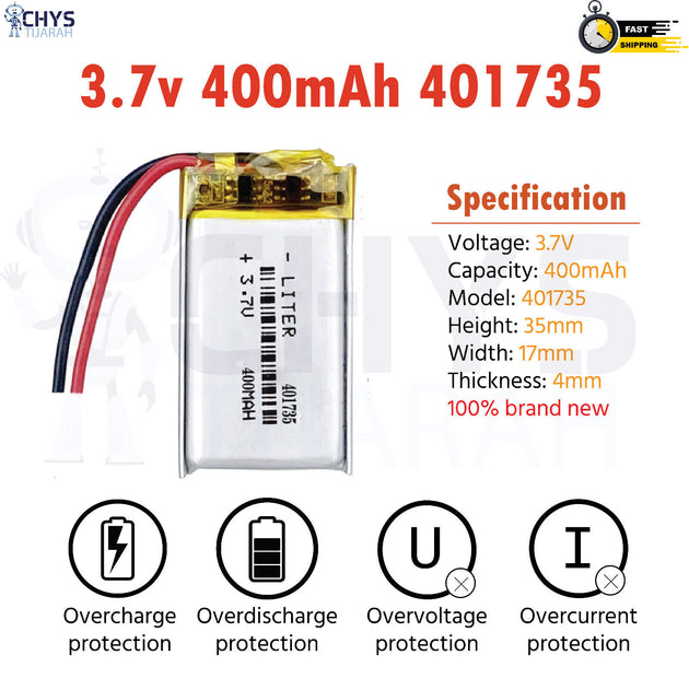 3.7V Lipo Li-Polymer Rechargeable Battery MP3, Camera, Recorder, Player, device - Chys Thijarah