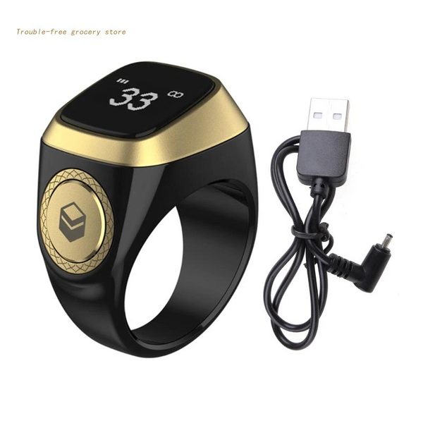 Smart Tasbih Zikr Ring, Prayer time  reminder, OLED display Tasbih Counter 20mm - Chys Thijarah