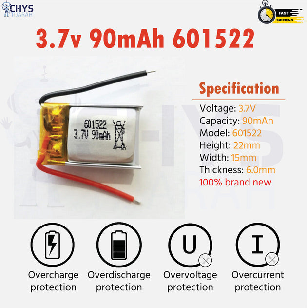 3.7V Lipo Li-Polymer Rechargeable Battery MP3, Camera, Recorder, Player, device - Chys Thijarah