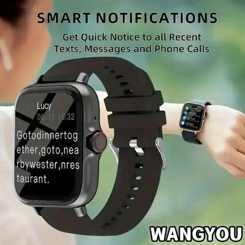Fitness Tracker Smart Watch showing steps calories and smart notifications