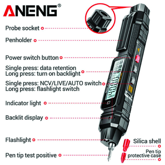 Digital Multimeter Pen Type Non Contact Auto AC/DC Voltage Ohm Diode Tester Tool - Chys Thijarah
