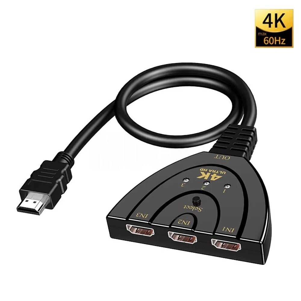 HDMI-compatible KVM Splitter  3 input 1 Output Mini 3 Port VIdeo Switcher Hub - Chys Thijarah