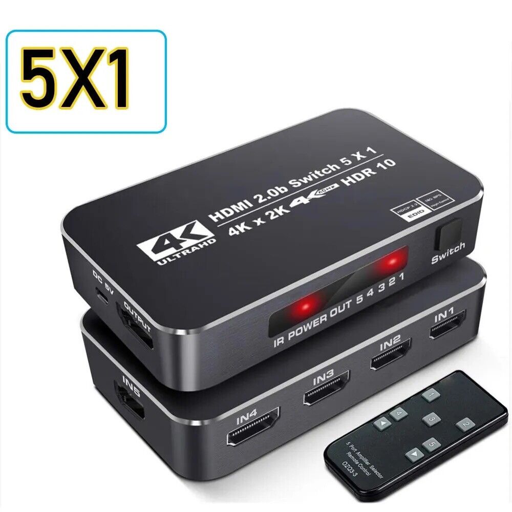 4K HDMI Switch 5 in 1 out with remote for PS5 PS4 Xbox - Chys Thijarah
