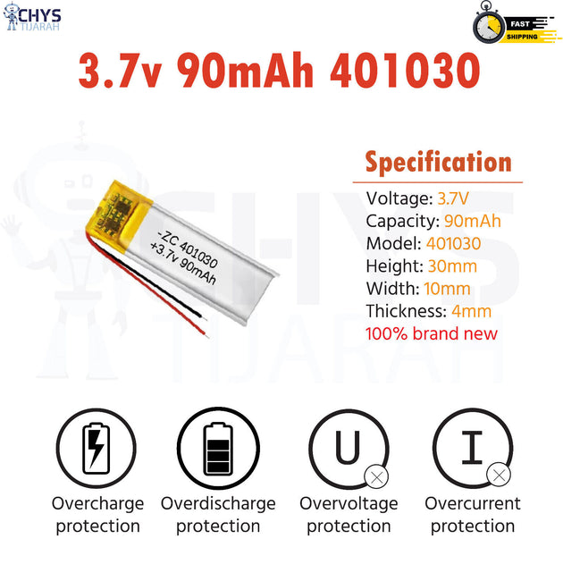 3.7V Lipo Li-Polymer Rechargeable Battery MP3, Camera, Recorder, Player, device - Chys Thijarah