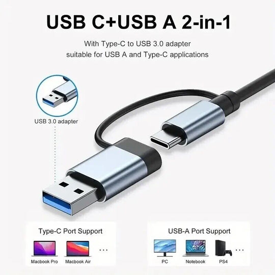 8 in 1 USB 3.0/2.0  splitter Hub with card reader, USB-C Docking Station - Chys Thijarah