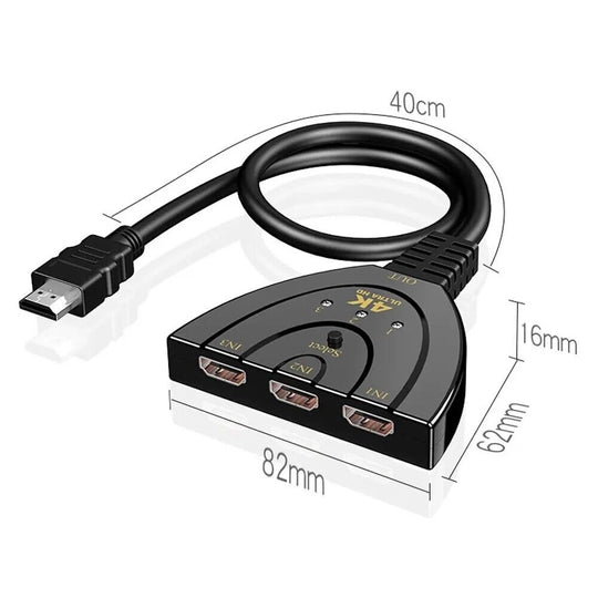 HDMI-compatible KVM Splitter  3 input 1 Output Mini 3 Port VIdeo Switcher Hub - Chys Thijarah