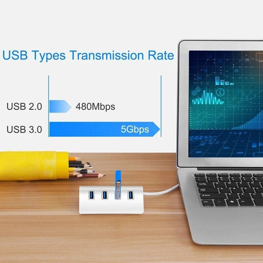 Aluminum Usb 3.0 Hub 4 Ports High Speed Multi Splitter Adapter Expander Laptop - Chys Thijarah