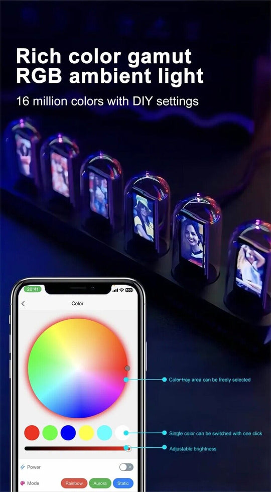 IPS colour screen Digital Nixie tube clock gaming desktop decor gift for him. - Chys Thijarah