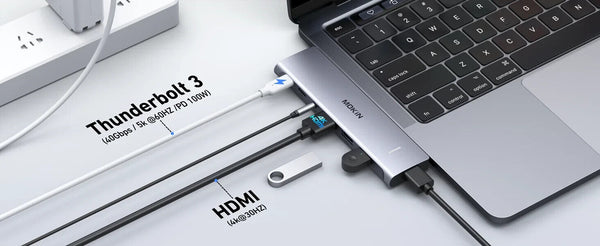 7 IN 1, 2 USB C Adapter for MacBook Pro/Air Mac Dongle, 4K HDMI,3USB 3.0,USB C - Chys Thijarah
