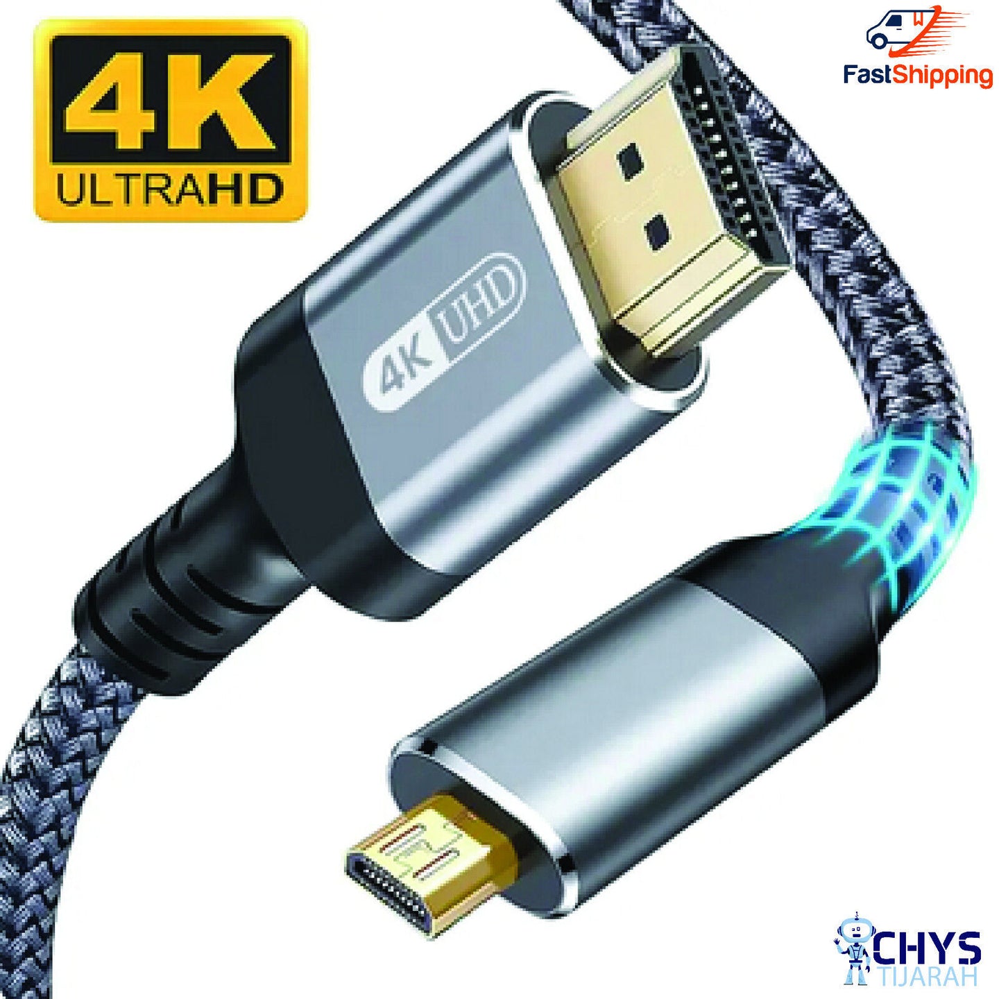 4k Ultra HD 1m HDMI to Micro HDMI High Speed Cable Gold Plated Ethernet Channel - Chys Thijarah