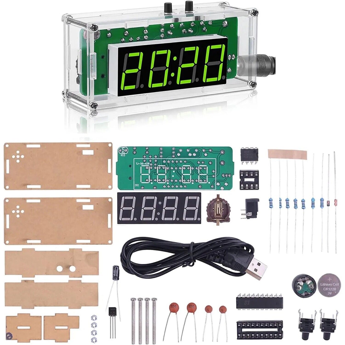 TJ-56-428 4-Digit Digital Educational learning DIY Clock Kits with Acrylic Shell - Chys Thijarah