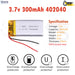 3.7V Lipo Li-Polymer Rechargeable Battery MP3, Camera, Recorder, Player, device - Chys Thijarah