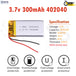 3.7V Lipo Li-Polymer Rechargeable Battery MP3, Camera, Recorder, Player, device - Chys Thijarah